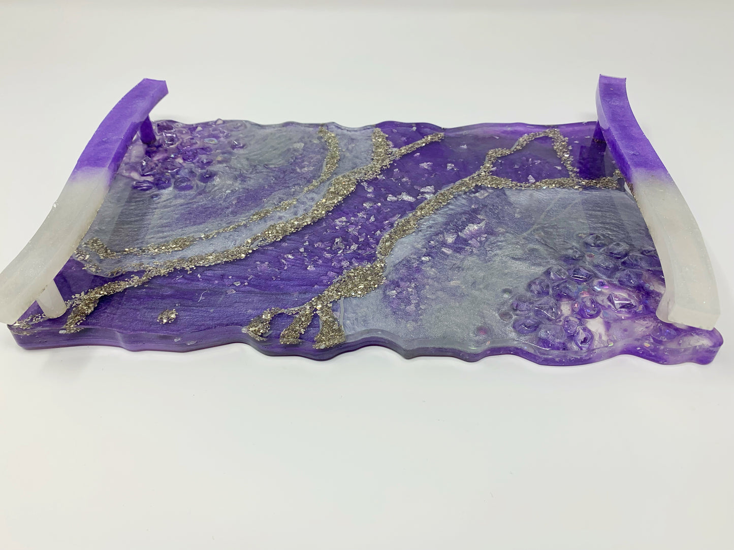 Purple Passion Serving/Dresser Vanity Tray with Handles
