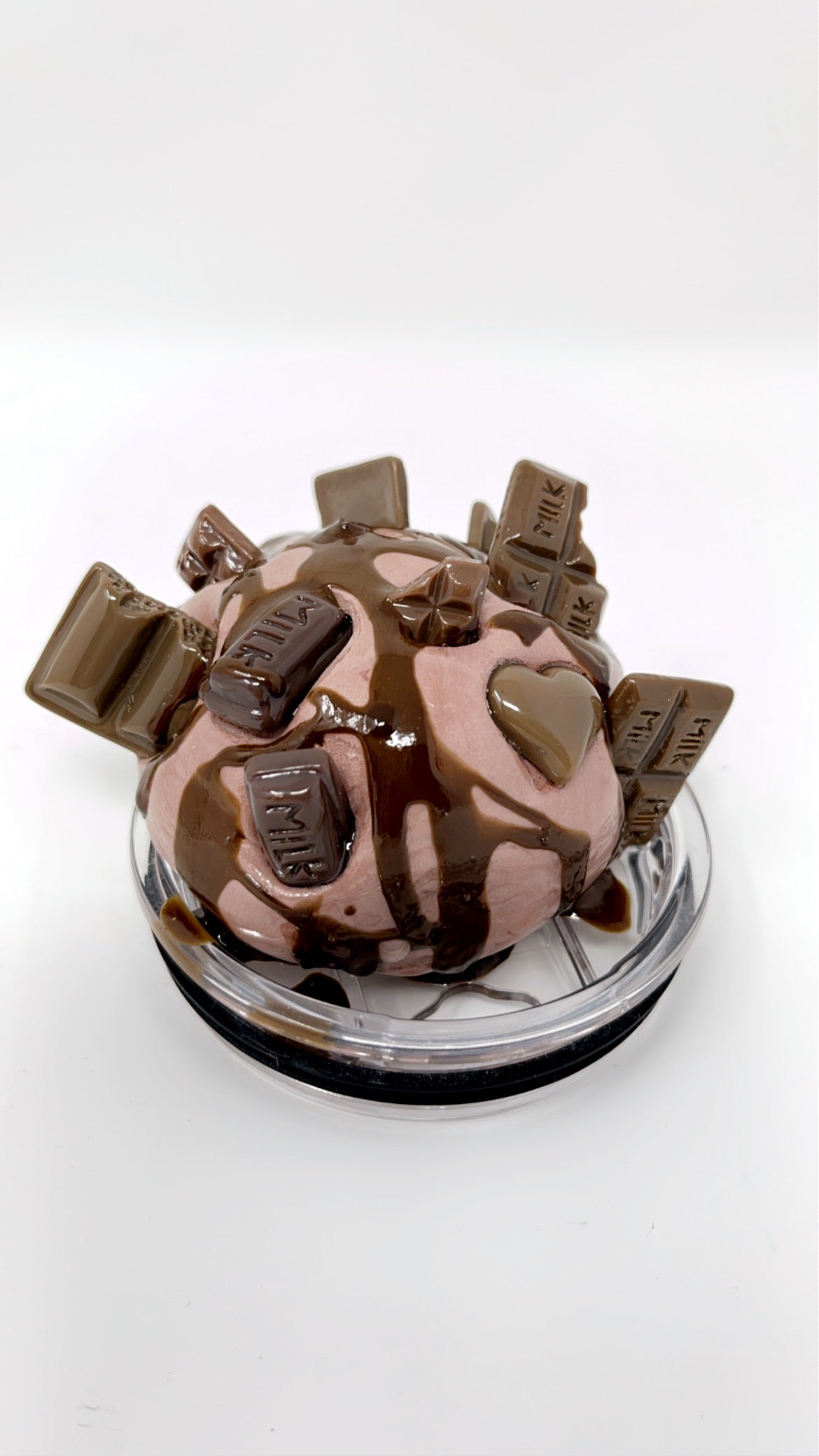 Chocolate lovers dream 20 oz. Tumbler with 3-D faux chocolate ice cream lid