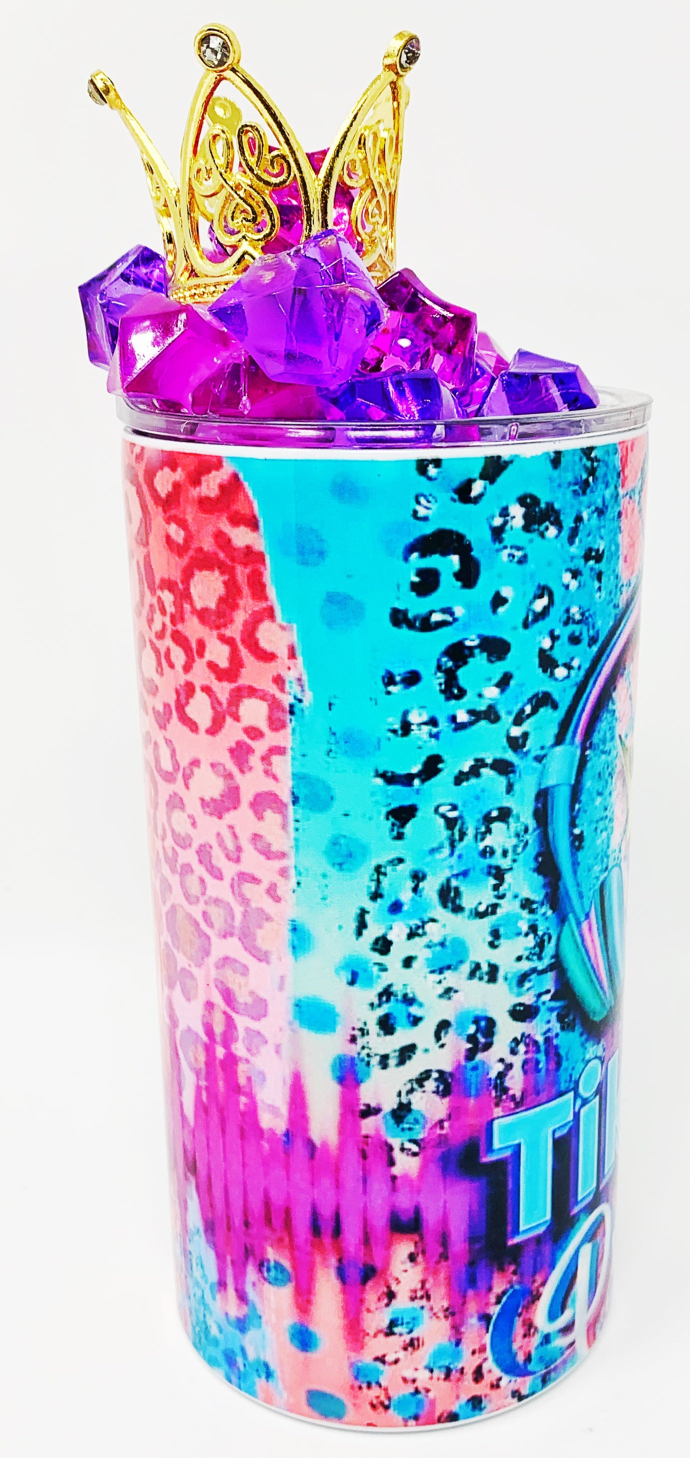 Tik Tok Princess 3D tumbler w/3D crown Ice  Lid- 12oz.