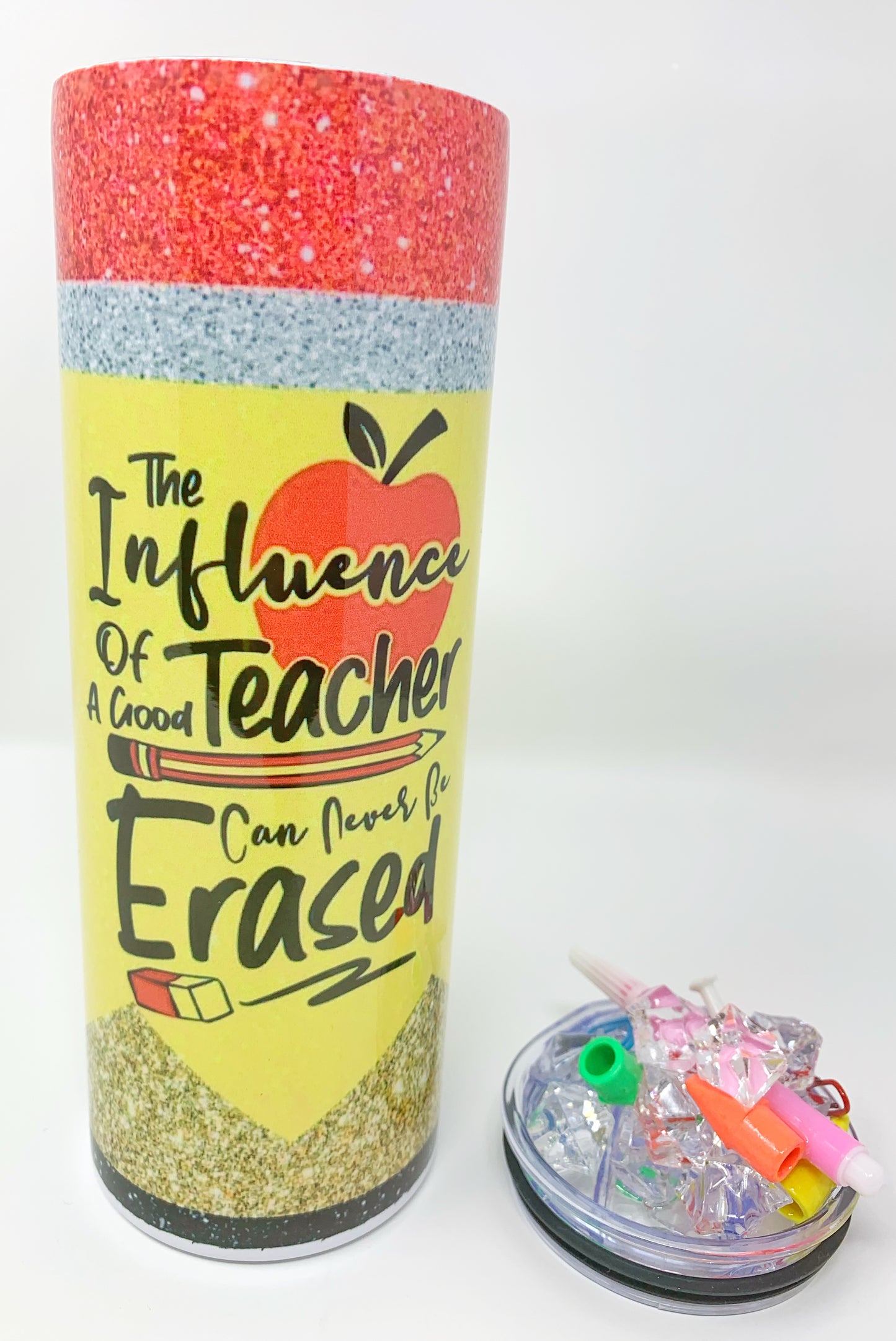 Teacher pencil tumbler w/ 3D Lid- 20 oz. (2)