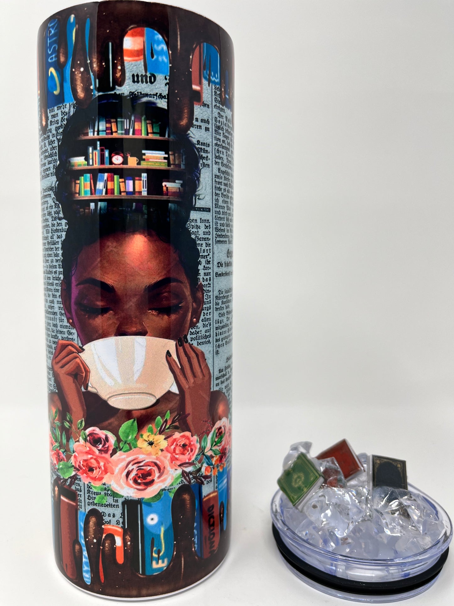 Empowered Pages 20oz. Tumbler with 3D ice lid adorned with mini books