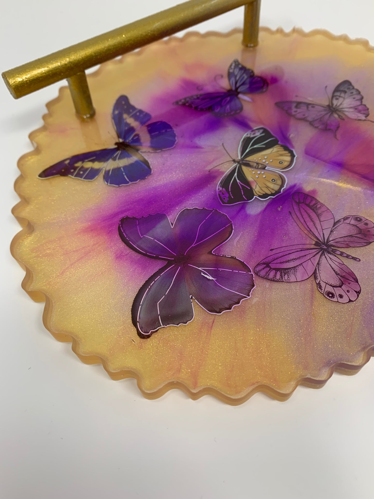 “ Butterfly Dreams” Resin Tray embellished with Butterflies