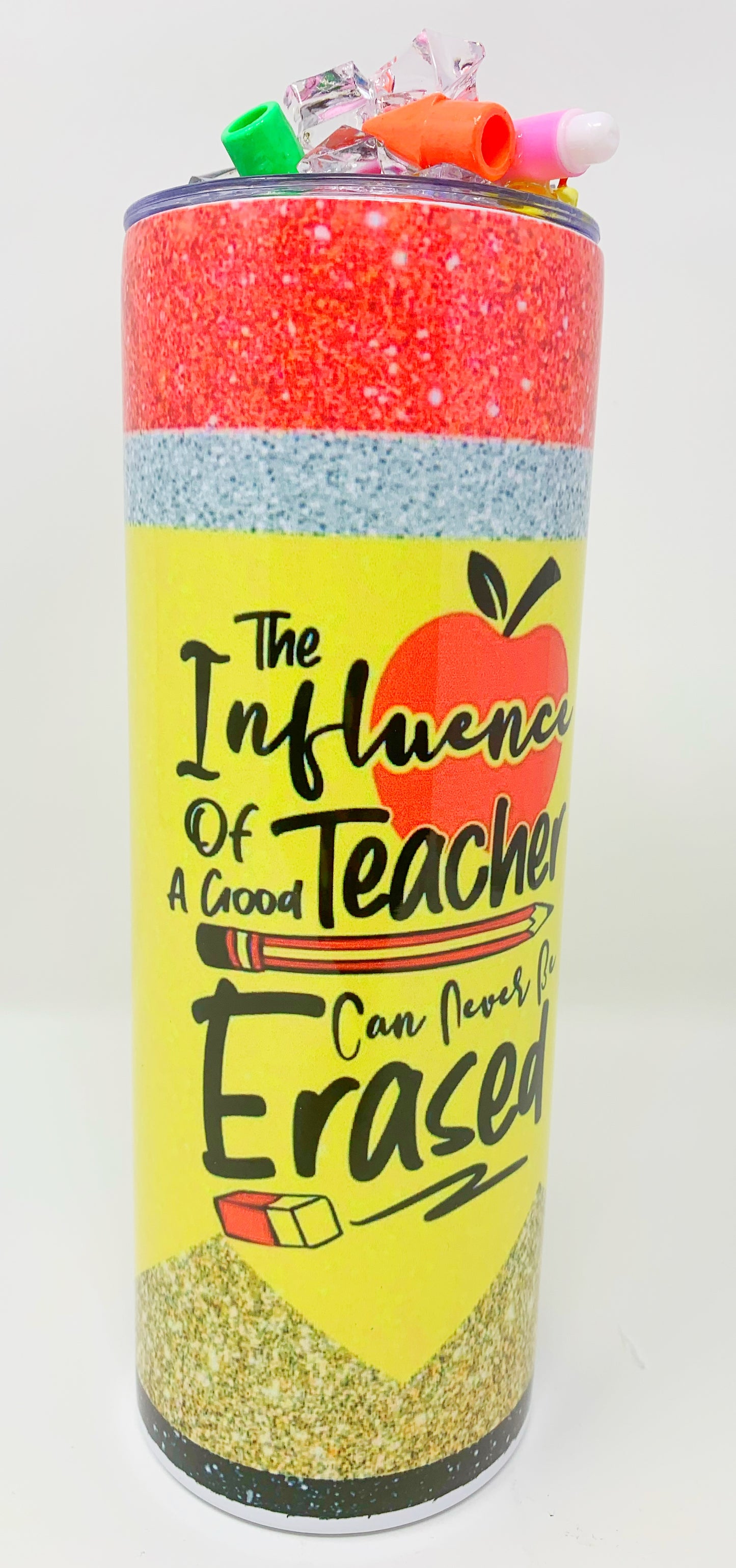 Teacher pencil tumbler w/ 3D Lid- 20 oz. (2)