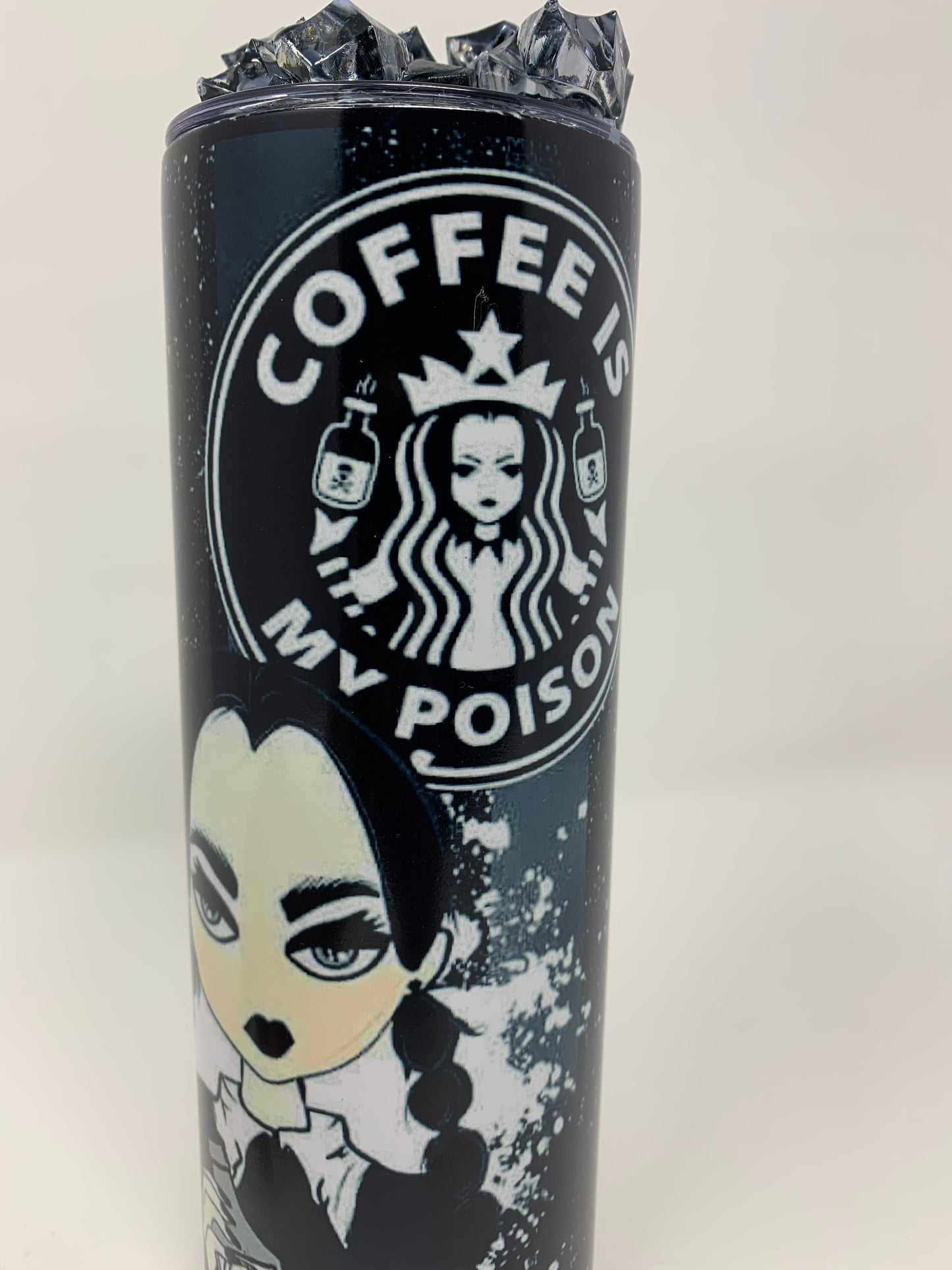 “Wednesday Adams- Coffee is my Poison “ 20oz. Tumbler with 3D Ice Lid (Glow in the Dark)