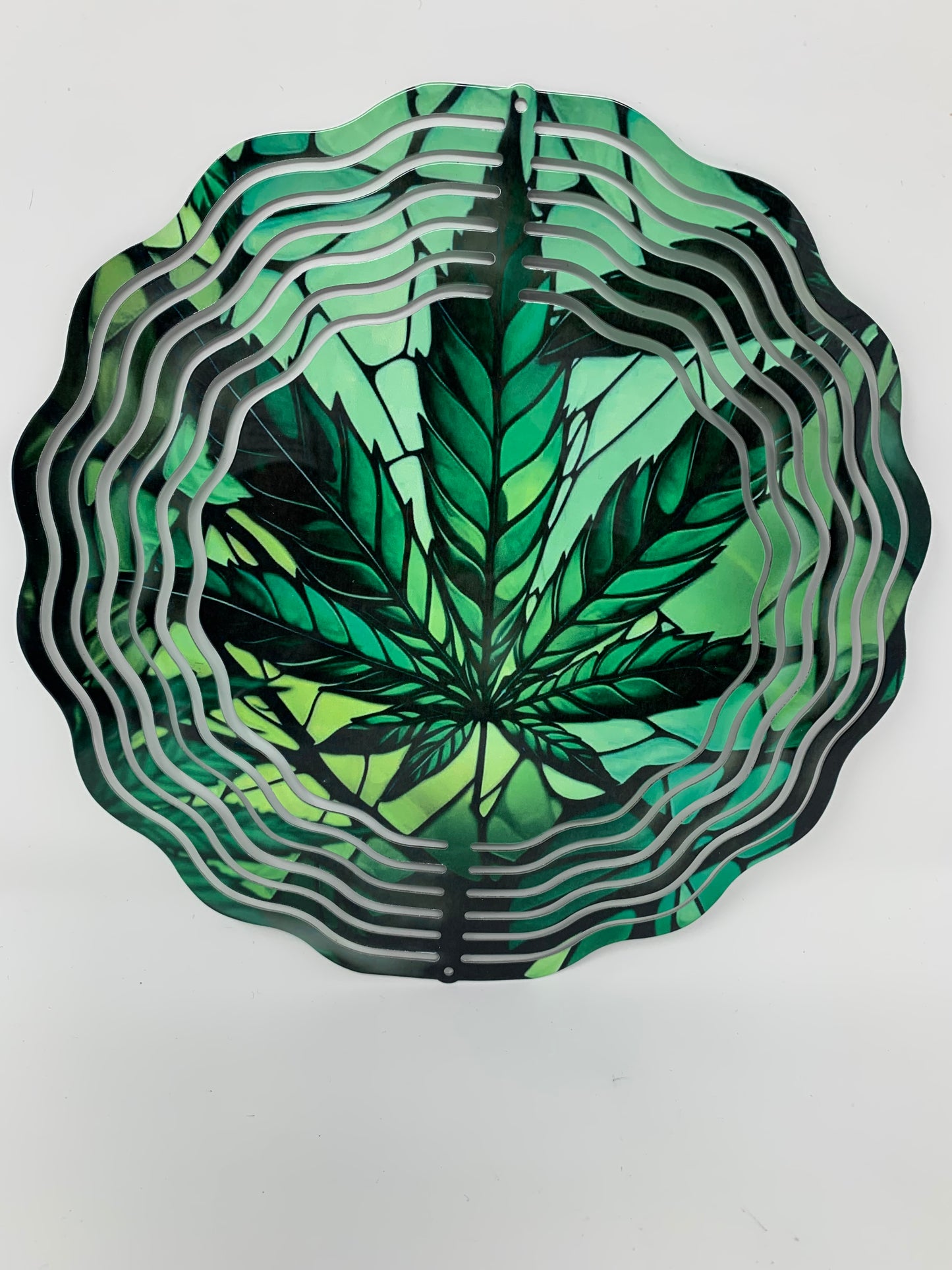 “Green Stained “ cannabis 3D Wind Spinner