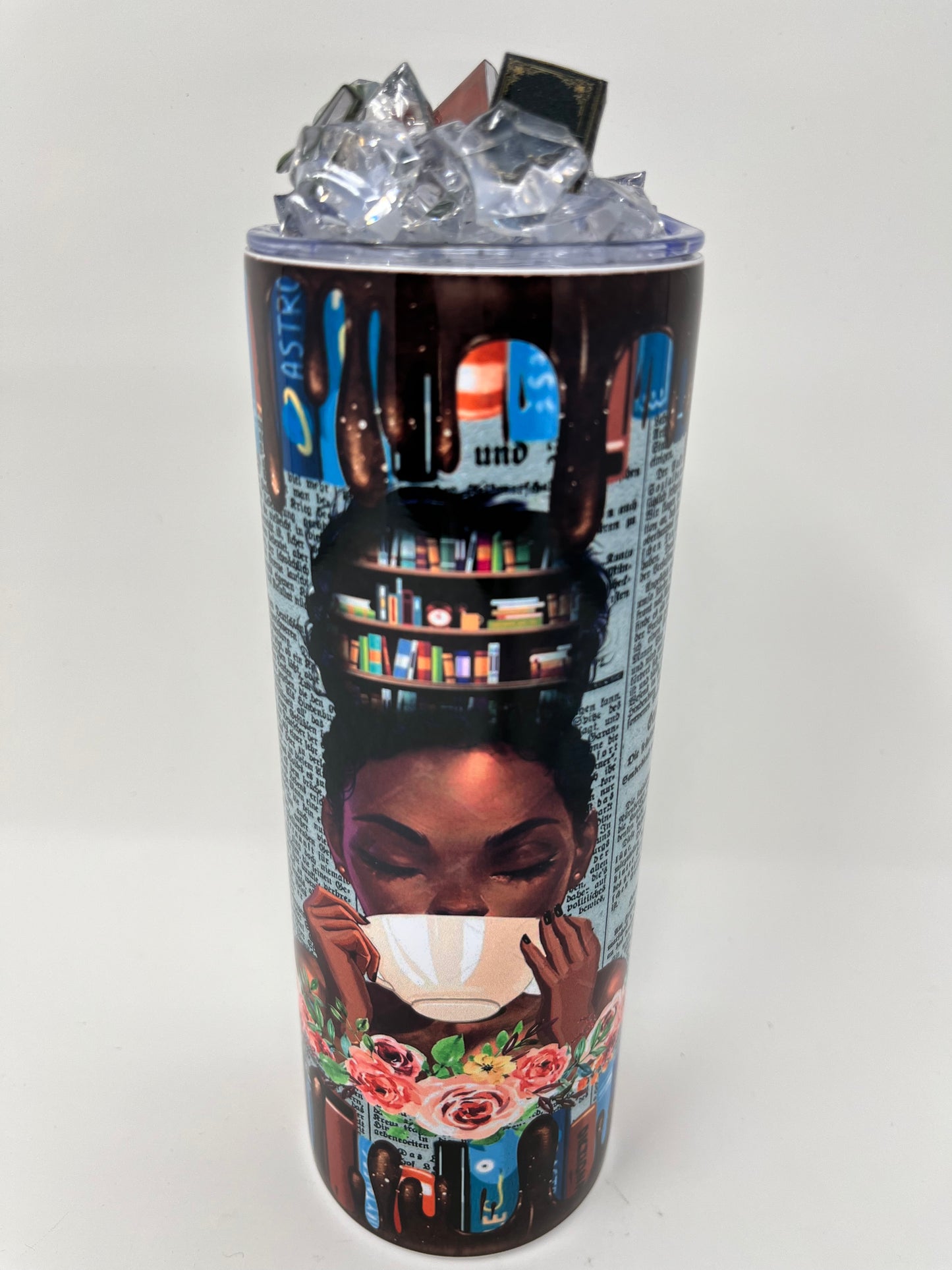 Empowered Pages 20oz. Tumbler with 3D ice lid adorned with mini books