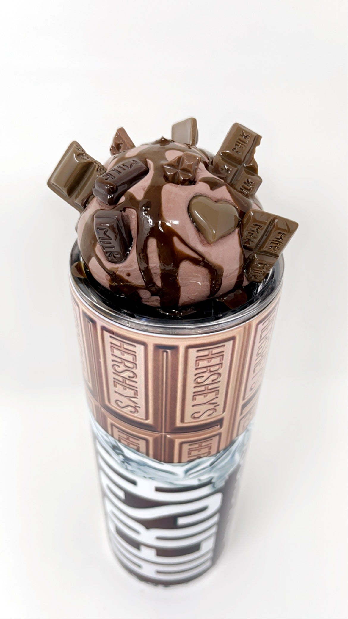 Chocolate lovers dream 20 oz. Tumbler with 3-D faux chocolate ice cream lid