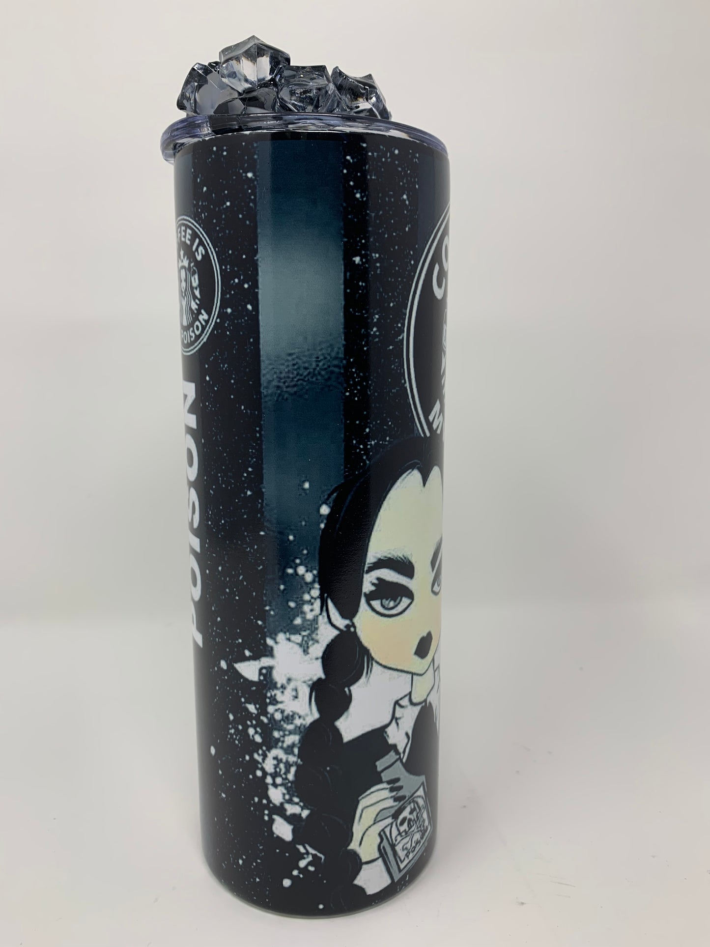 “Wednesday Adams- Coffee is my Poison “ 20oz. Tumbler with 3D Ice Lid (Glow in the Dark)