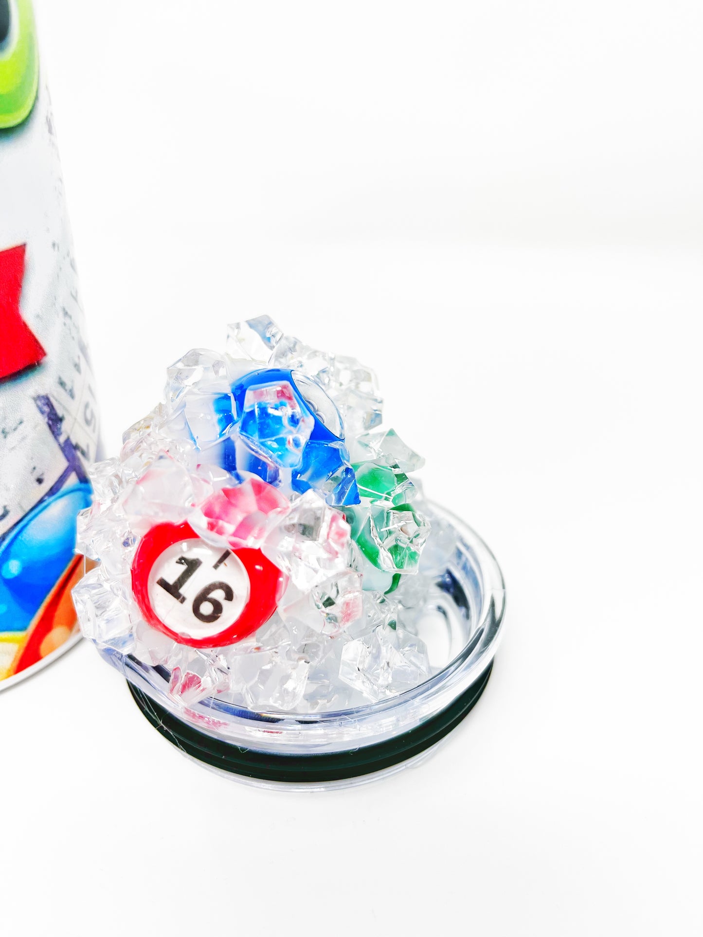 Crazy BINGO  lady 20 oz. Tumbler with 3D ice lid adorned with mini books