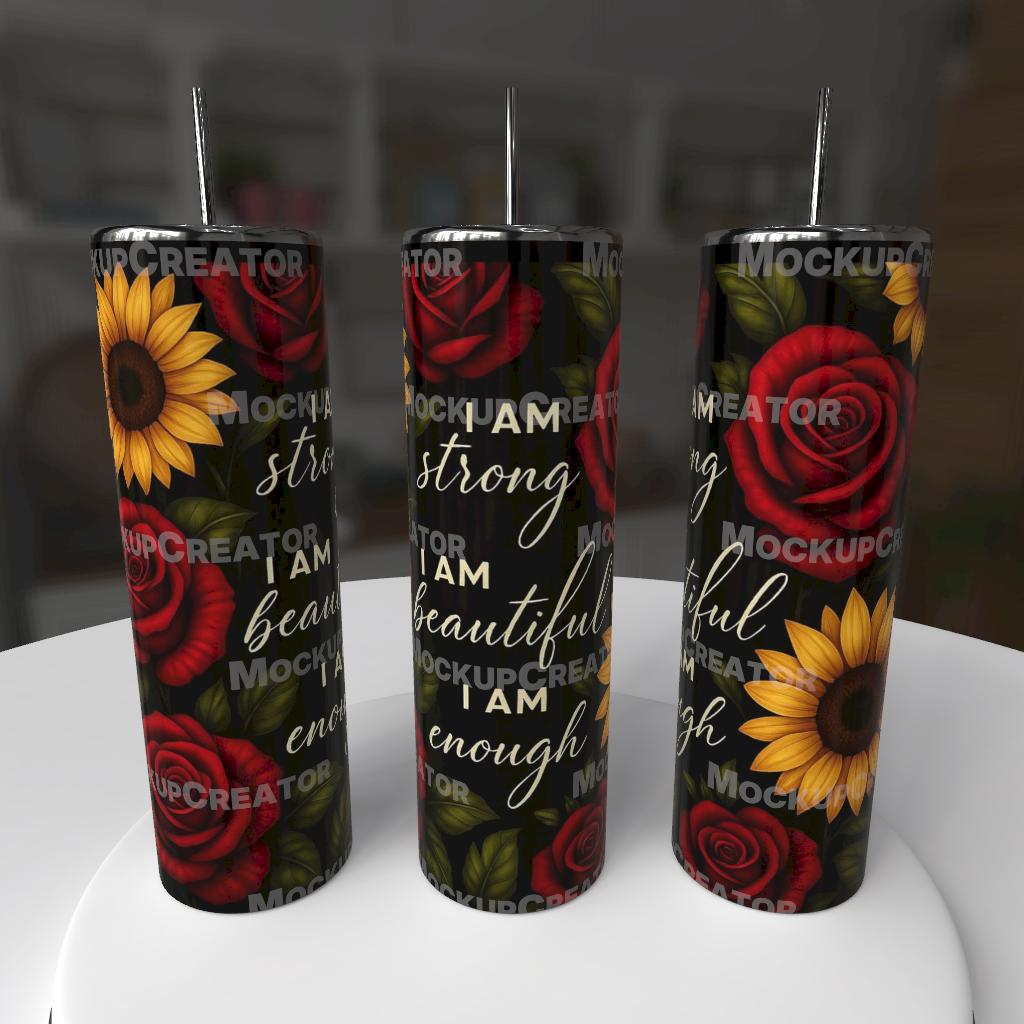 🌻 I Am Enough – 20oz Tumbler 🌹✨