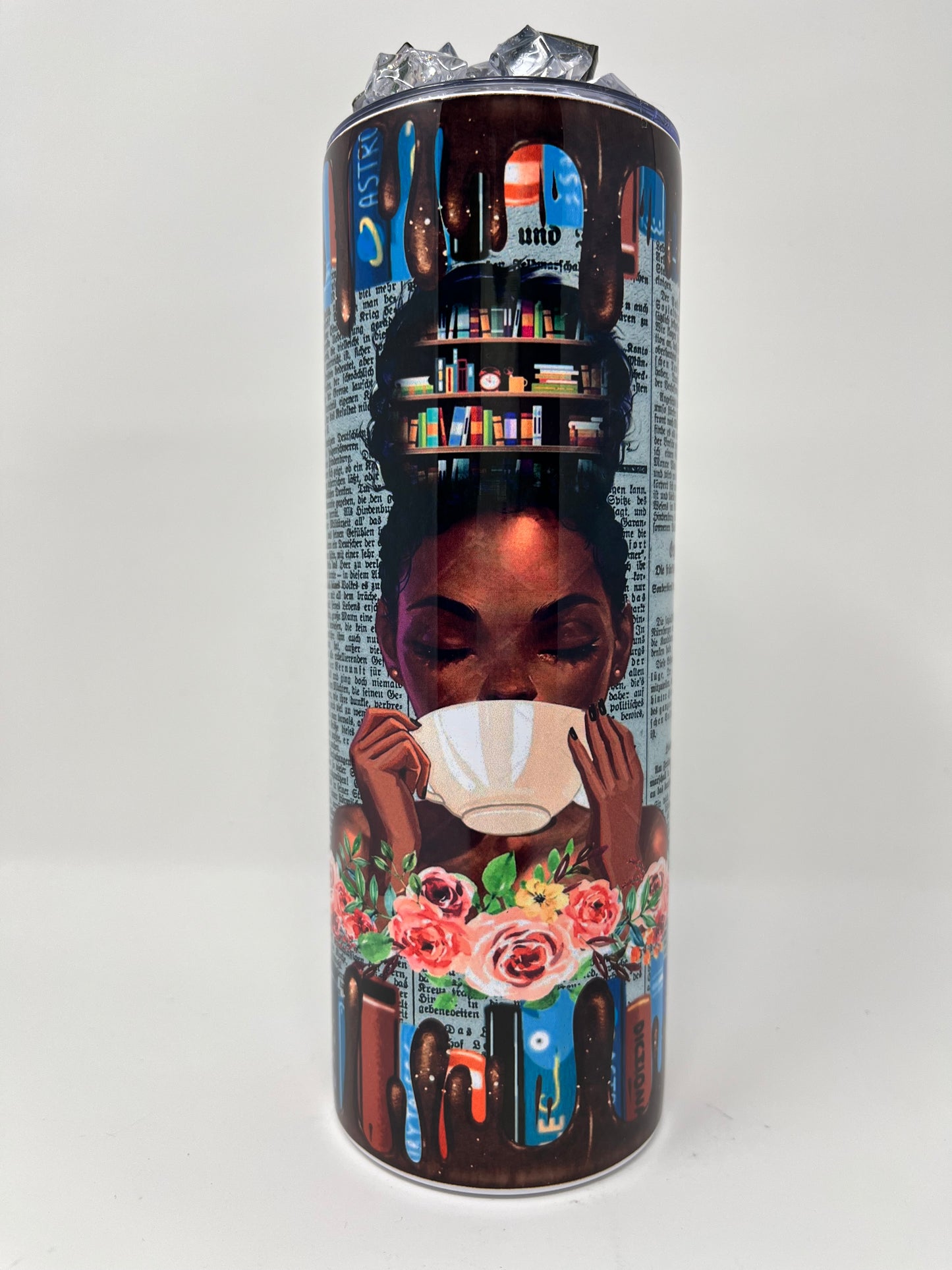 Empowered Pages 20oz. Tumbler with 3D ice lid adorned with mini books