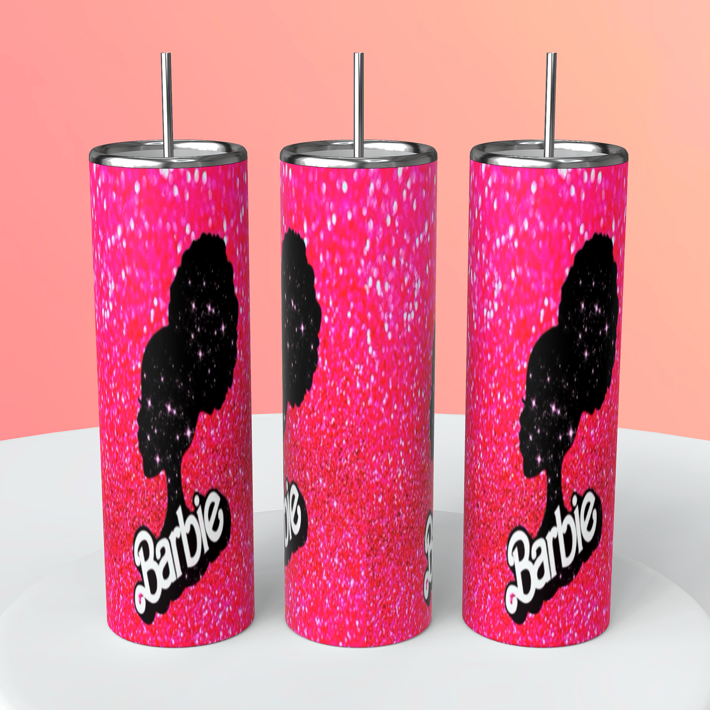 Pink Glittery Afro Barbie 20oz. Tumbler