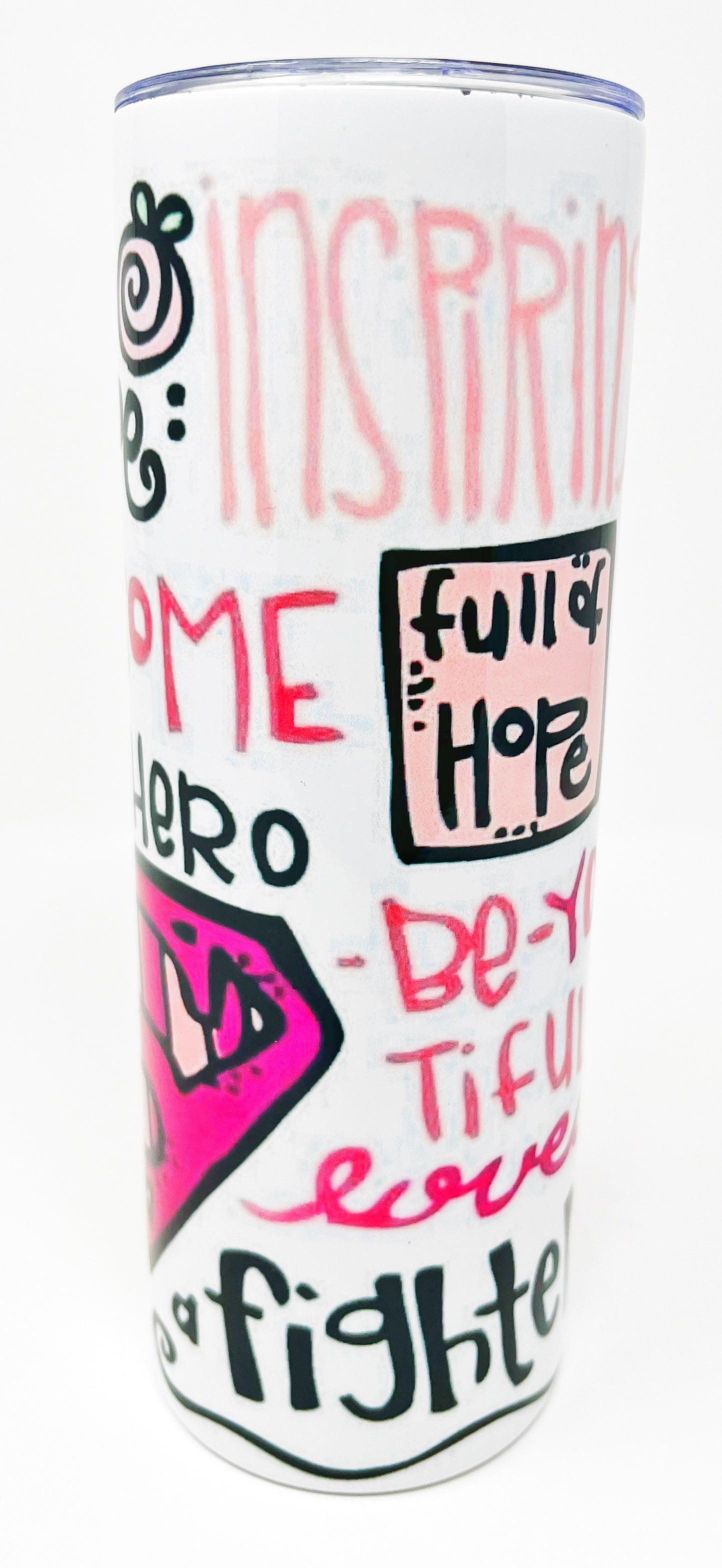 Superheroine Strength breast cancer awareness tumbler -20 oz.