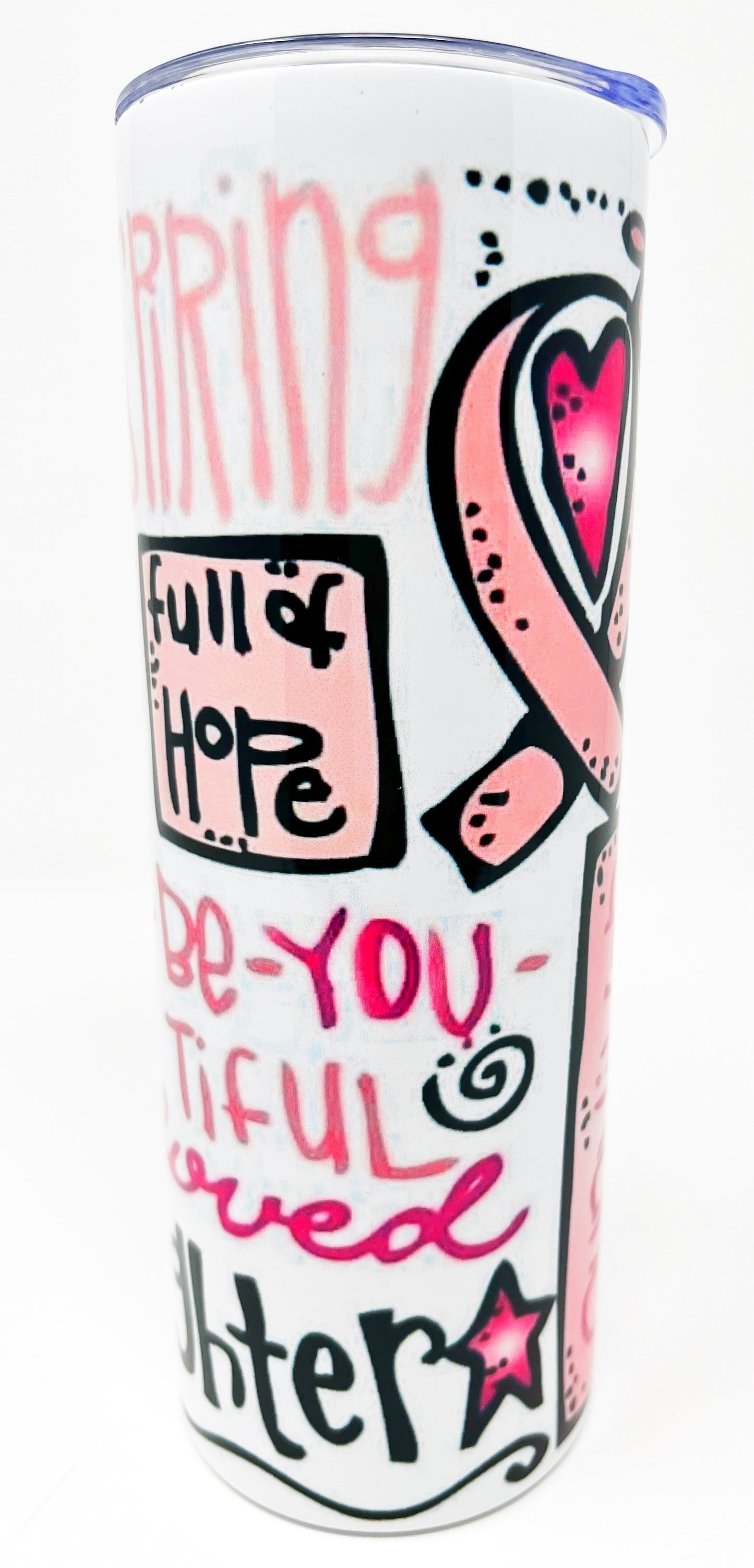 Superheroine Strength breast cancer awareness tumbler -20 oz.