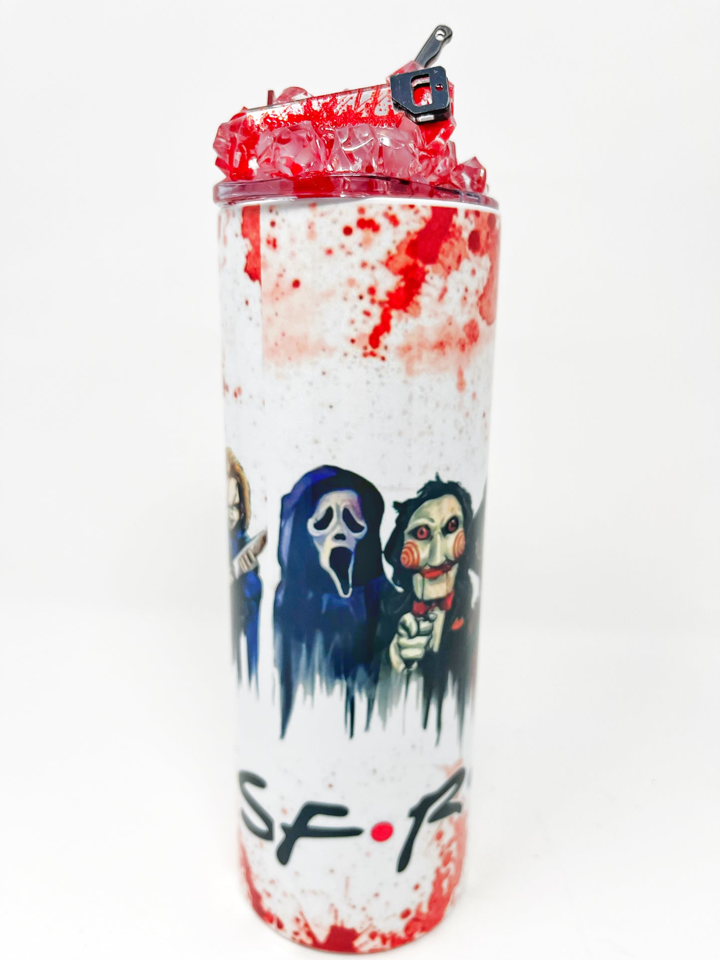 F.R.I.E.N.D.S Halloween 20 oz. Tumbler with 3D ice lid adorned with mini knives