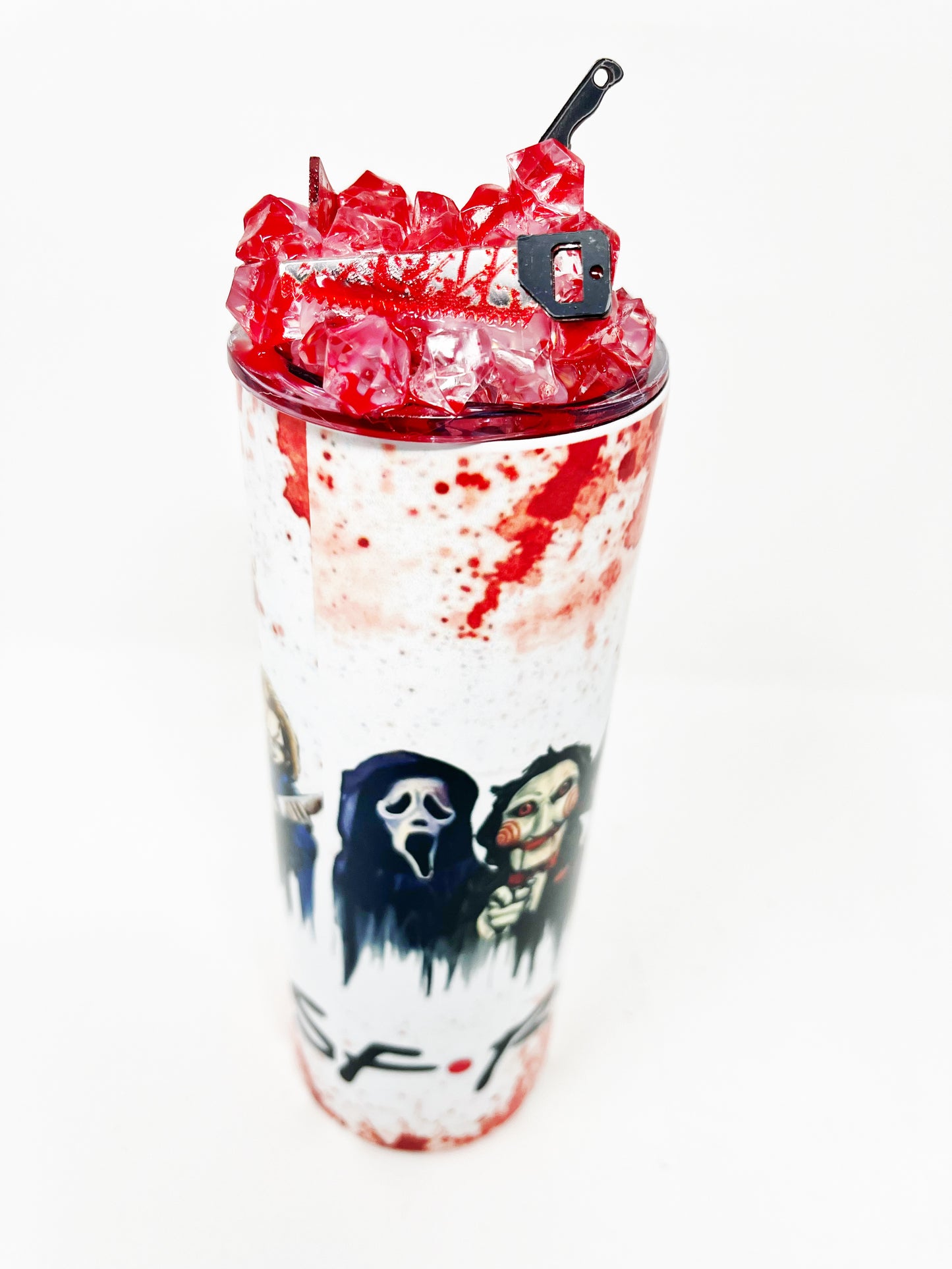 F.R.I.E.N.D.S Halloween 20 oz. Tumbler with 3D ice lid adorned with mini knives