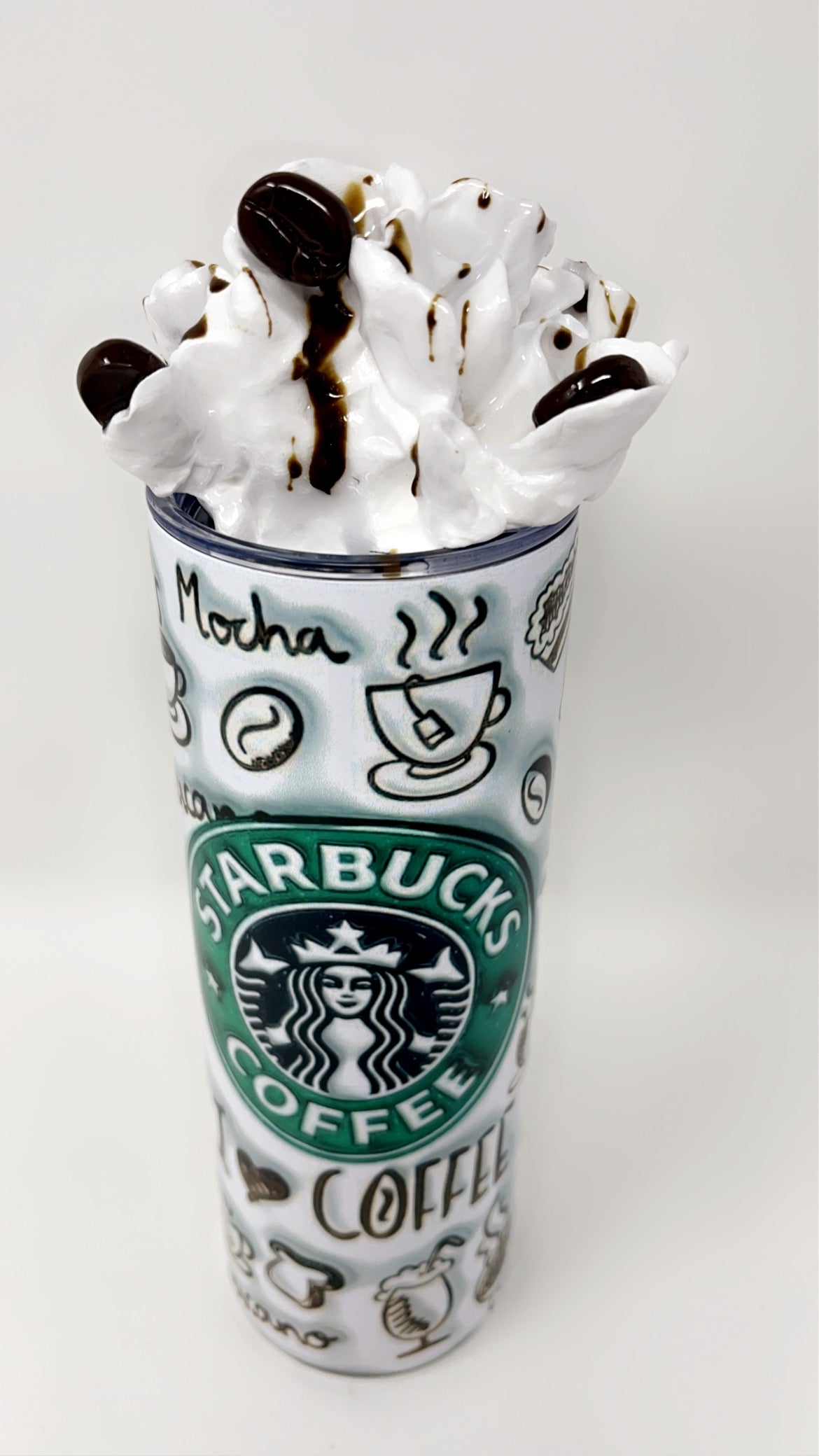 I love Coffee 20 oz. Tumbler with 3-D faux whipped cream lid