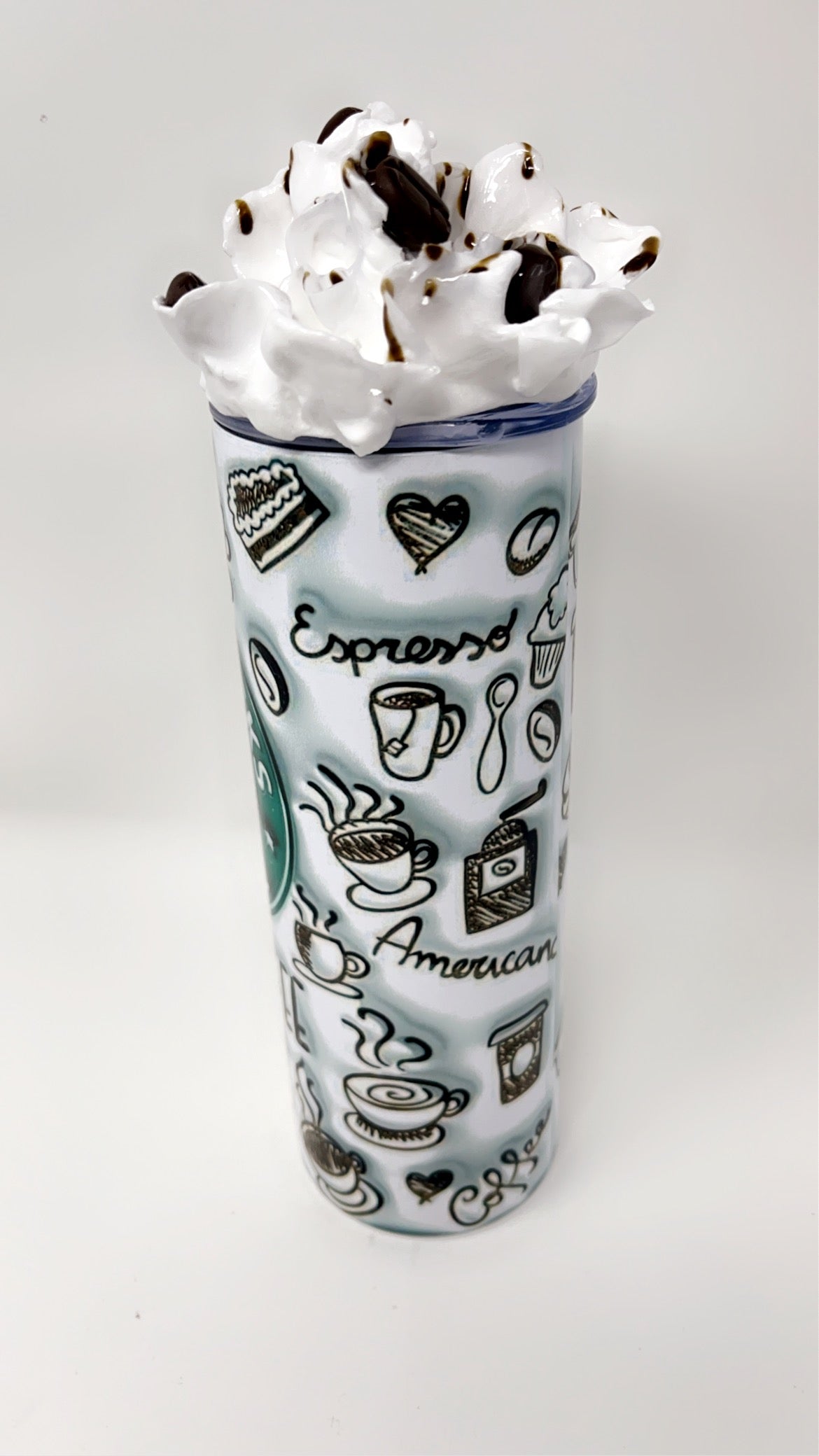 I love Coffee 20 oz. Tumbler with 3-D faux whipped cream lid