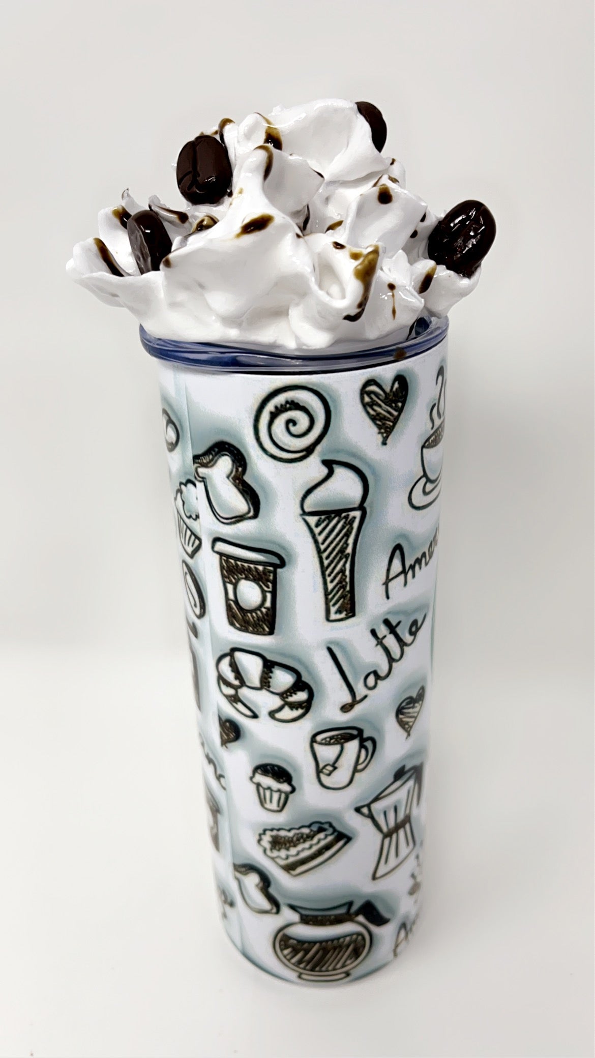 I love Coffee 20 oz. Tumbler with 3-D faux whipped cream lid