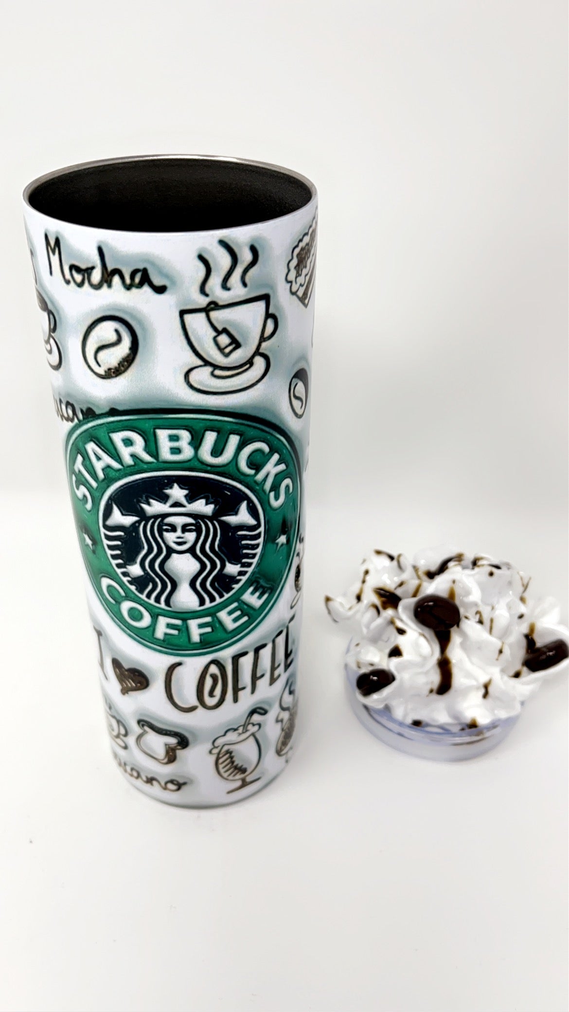 I love Coffee 20 oz. Tumbler with 3-D faux whipped cream lid