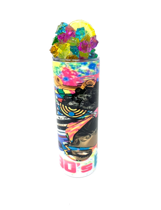 80s Baby tumbler w/ multicolored 3D fruit/ice lid -20 oz.