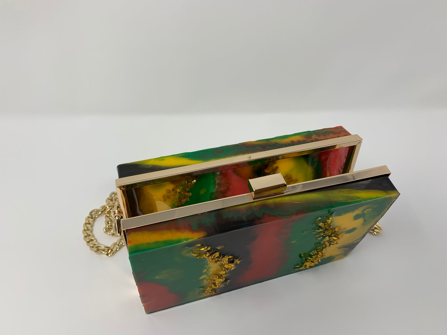 Yaas Queen (Red, Black, Green, and Yellow with gold accent) Resin Clutch Bag