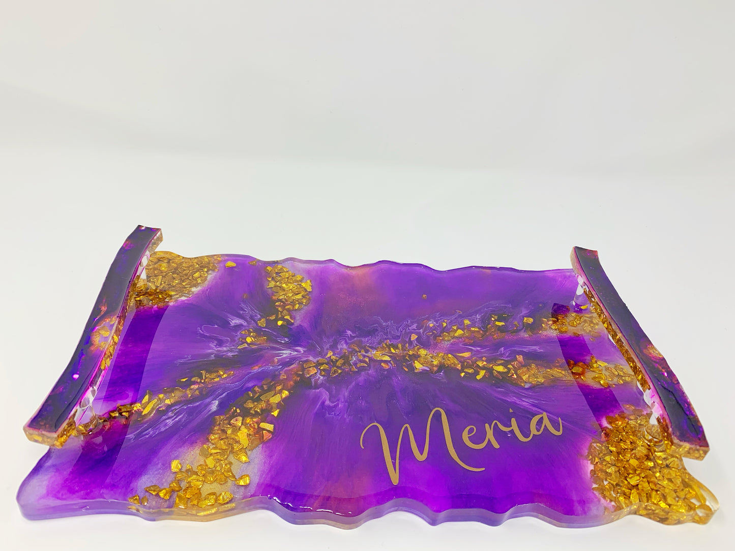 Purple Royalty Serving/Dresser Vanity Tray with Handles